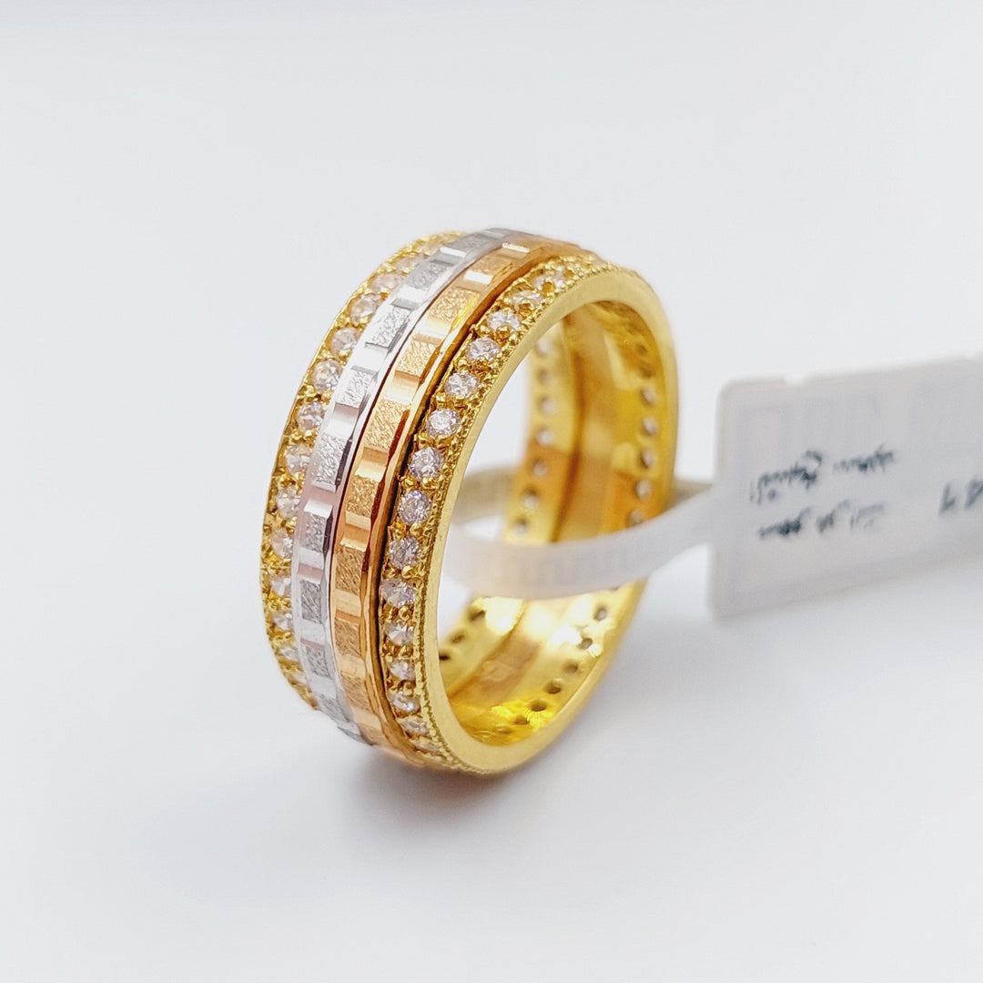 18K Colored Zirconia Wedding Ring Made of 18K Yellow Gold by Saeed Jewelry-ذبلة-ملون-ومجر