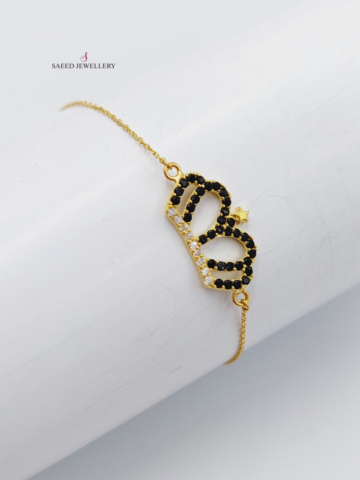 18K Gold Crown Bracele with Zirconia by Saeed Jewelry - Image 3