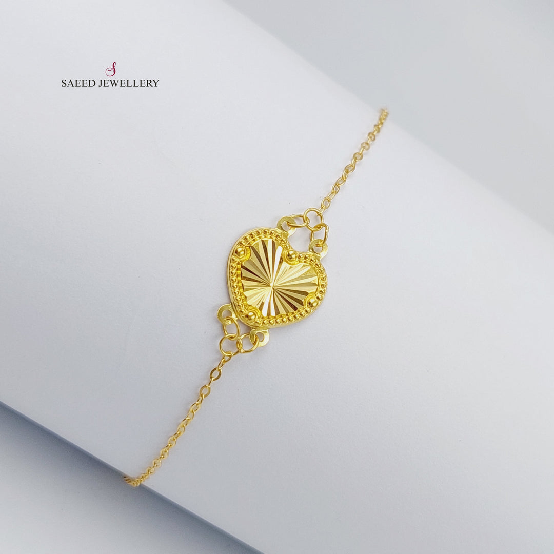18K Fancy Heart Bracelet Made of 18K Yellow Gold by Saeed Jewelry-25755