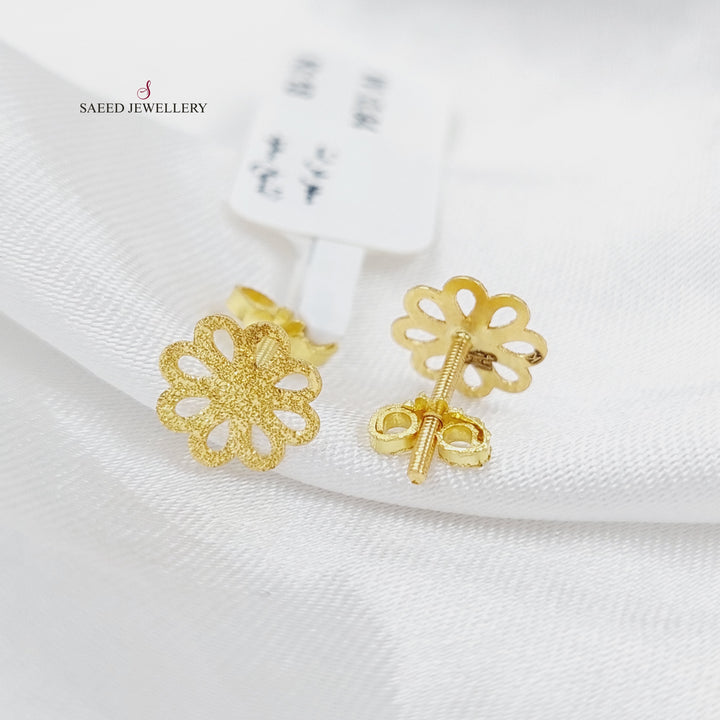 18K Flower Earrings Made of 18K Yellow Gold by Saeed Jewelry-25761