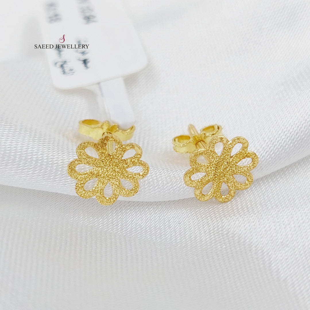 18K Flower Earrings Made of 18K Yellow Gold by Saeed Jewelry-25761