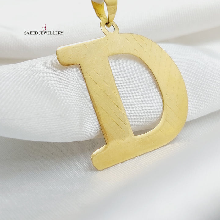 18K Letter D Pendant Made of 18K Yellow Gold by Saeed Jewelry-23323