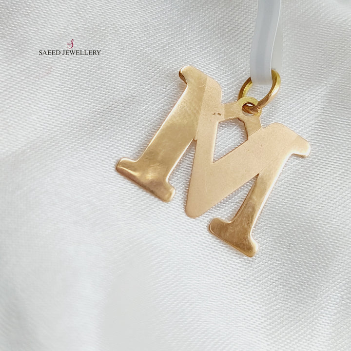 18K Gold Letter M Pendant by Saeed Jewelry - Image 3