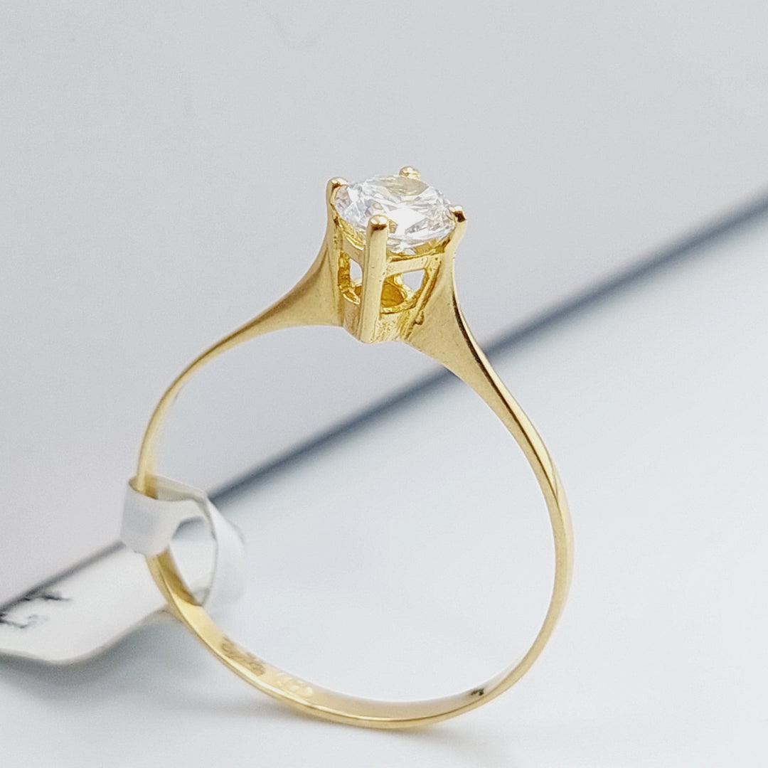 18K Solitaire Engagement Ring Made of 18K Yellow Gold by Saeed Jewelry-ذبلة-محبس-5