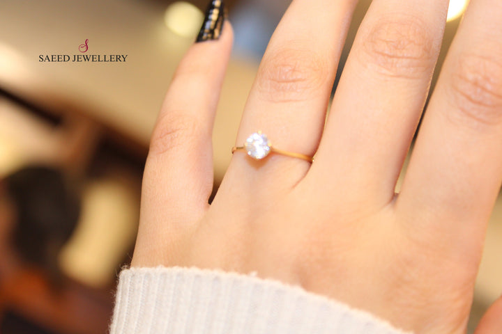 18K Solitaire Engagement Ring Made of 18K Yellow Gold by Saeed Jewelry-ذبلة-محبس-5