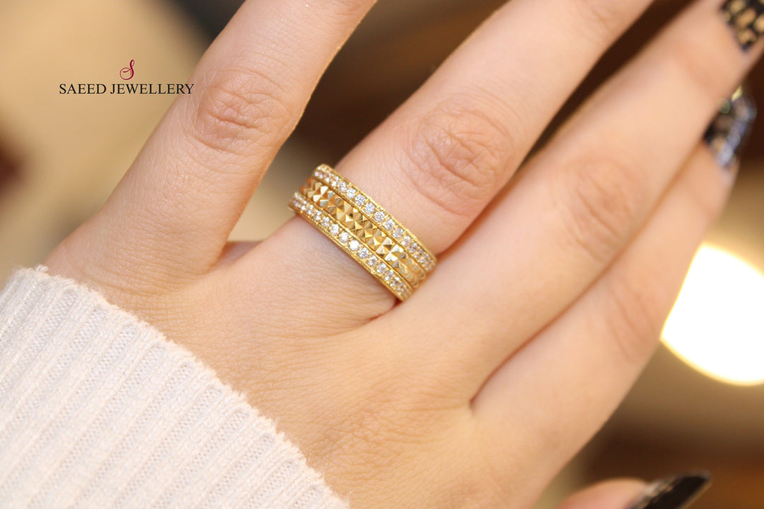 18K Thin Wedding Ring Made of 18K Yellow Gold by Saeed Jewelry-ذبلة-اكسترا-محجر-رفيع