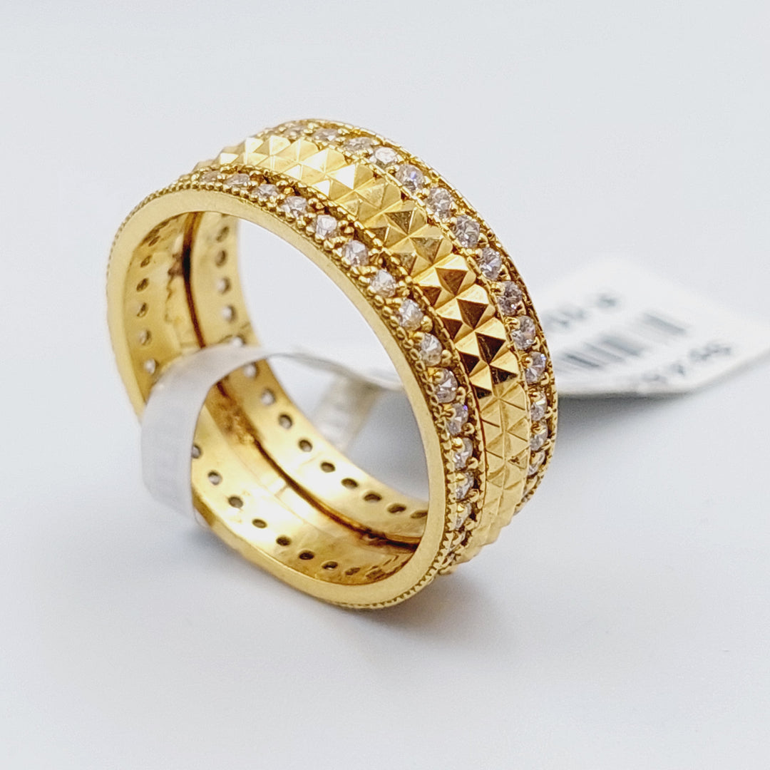 18K Thin Wedding Ring Made of 18K Yellow Gold by Saeed Jewelry-ذبلة-اكسترا-محجر-رفيع