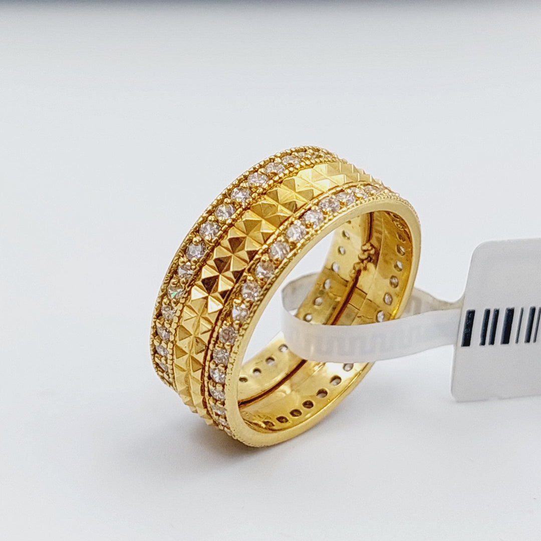 18K Thin Wedding Ring Made of 18K Yellow Gold by Saeed Jewelry-ذبلة-اكسترا-محجر-رفيع