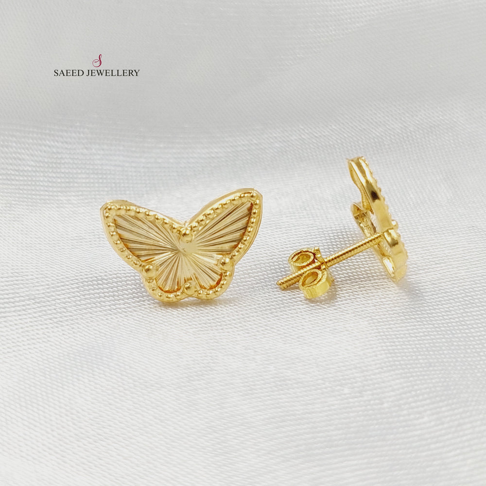 18K حلق فراشة برغي-مجوهرات الشيخ سعيد-Saeed Jewelry 