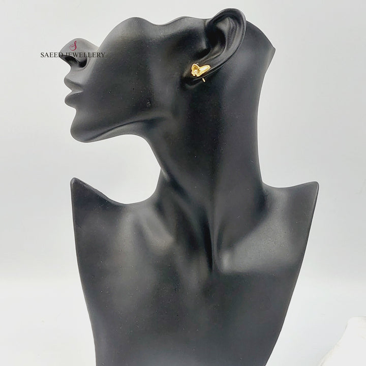 18K حلق فراشة برغي-مجوهرات الشيخ سعيد-Saeed Jewelry 