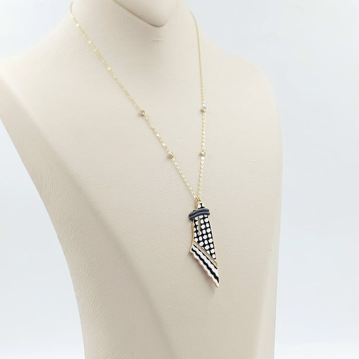 18K عقد فلسطين مينا مرصع-مجوهرات الشيخ سعيد-Saeed Jewelry 