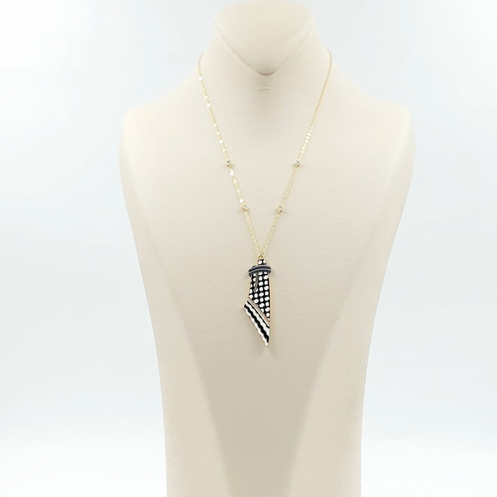 18K عقد فلسطين مينا مرصع-مجوهرات الشيخ سعيد-Saeed Jewelry 