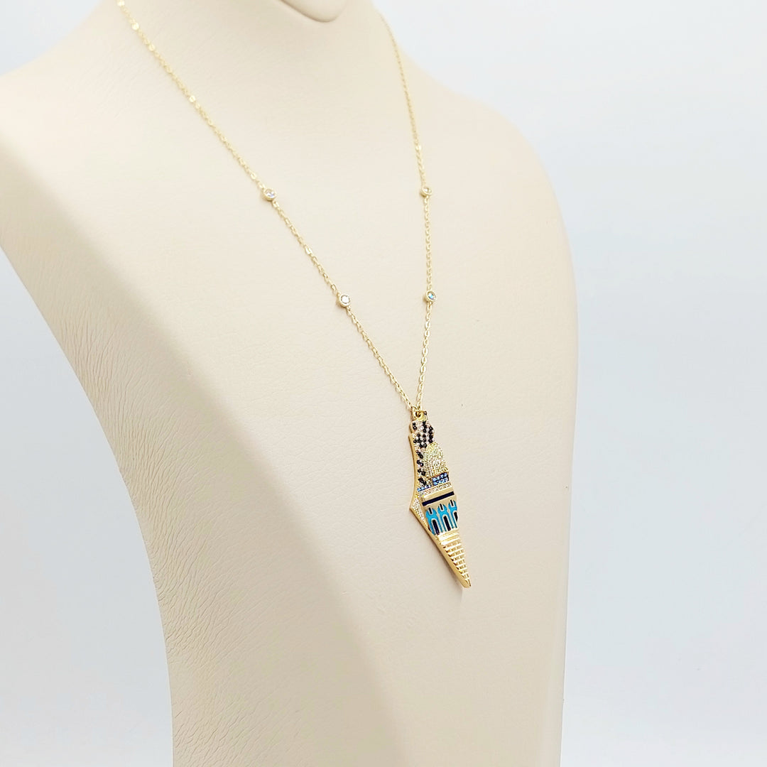 18K عقد فلسطين مرصع-مجوهرات الشيخ سعيد-Saeed Jewelry 