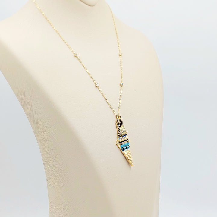 18K عقد فلسطين مرصع-مجوهرات الشيخ سعيد-Saeed Jewelry 