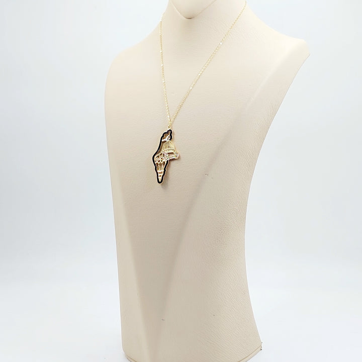 18K عقد فلسطين مرصع-مجوهرات الشيخ سعيد-Saeed Jewelry 