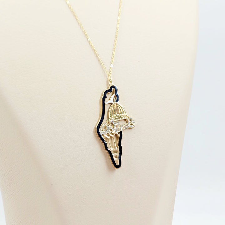 18K عقد فلسطين مرصع-مجوهرات الشيخ سعيد-Saeed Jewelry 