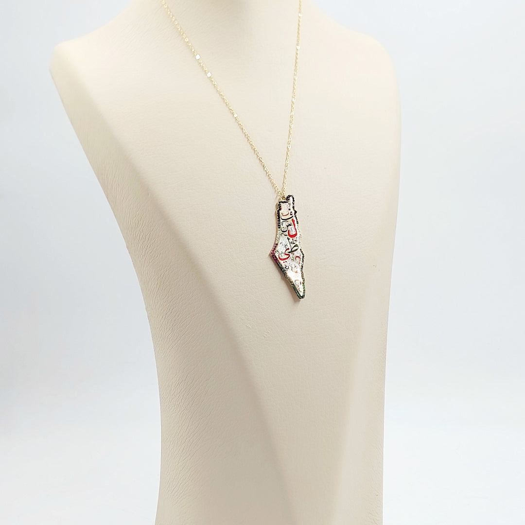 18K عقد فلسطين مرصع-مجوهرات الشيخ سعيد-Saeed Jewelry 