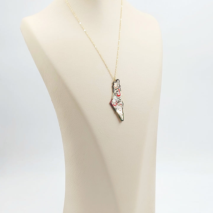 18K عقد فلسطين مرصع-مجوهرات الشيخ سعيد-Saeed Jewelry 