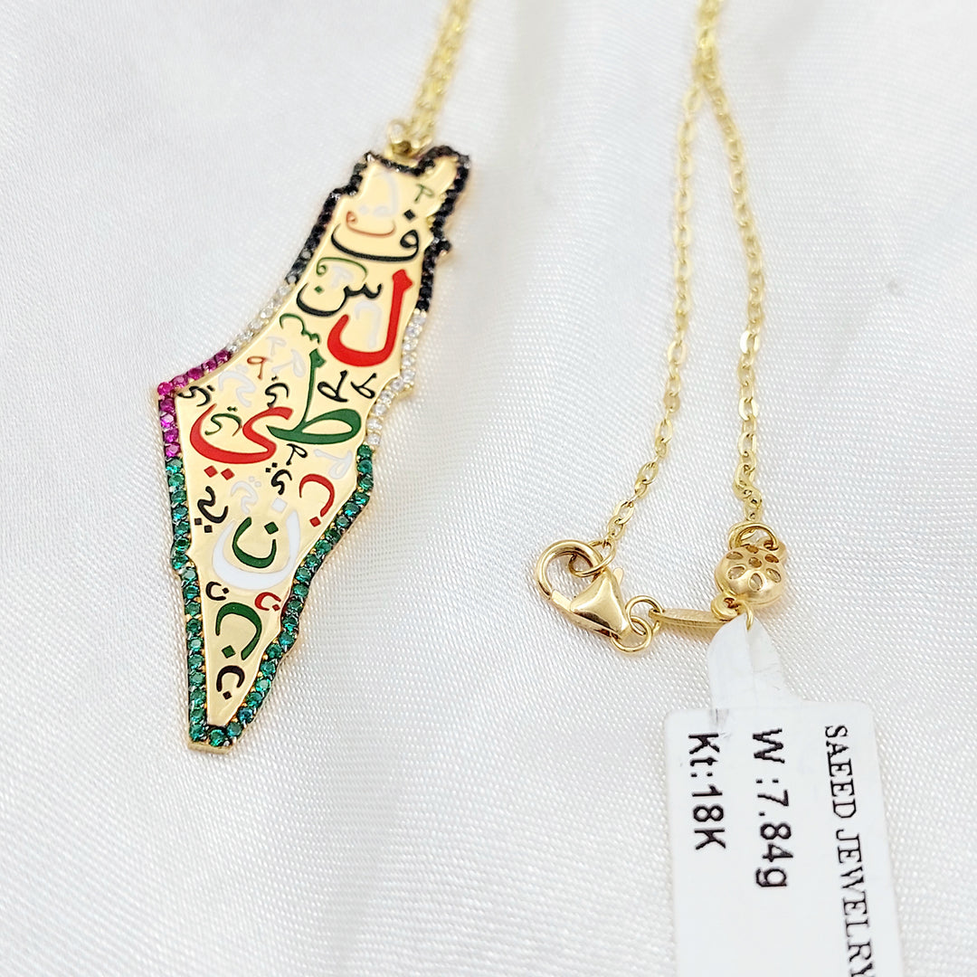 18K عقد فلسطين مرصع-مجوهرات الشيخ سعيد-Saeed Jewelry 