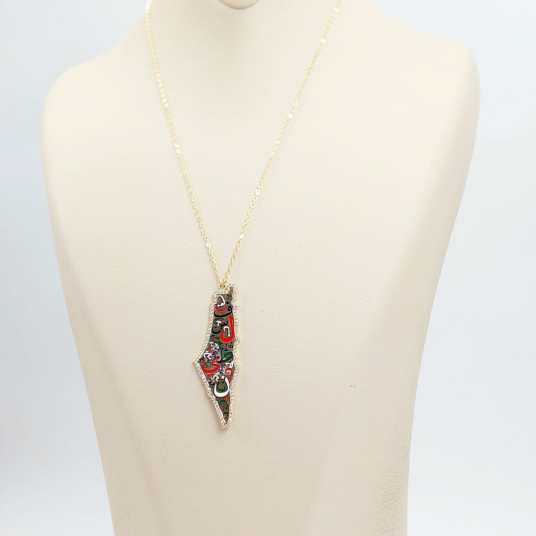18K عقد فلسطين مرصع-مجوهرات الشيخ سعيد-Saeed Jewelry 