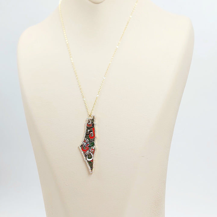 18K عقد فلسطين مرصع-مجوهرات الشيخ سعيد-Saeed Jewelry 