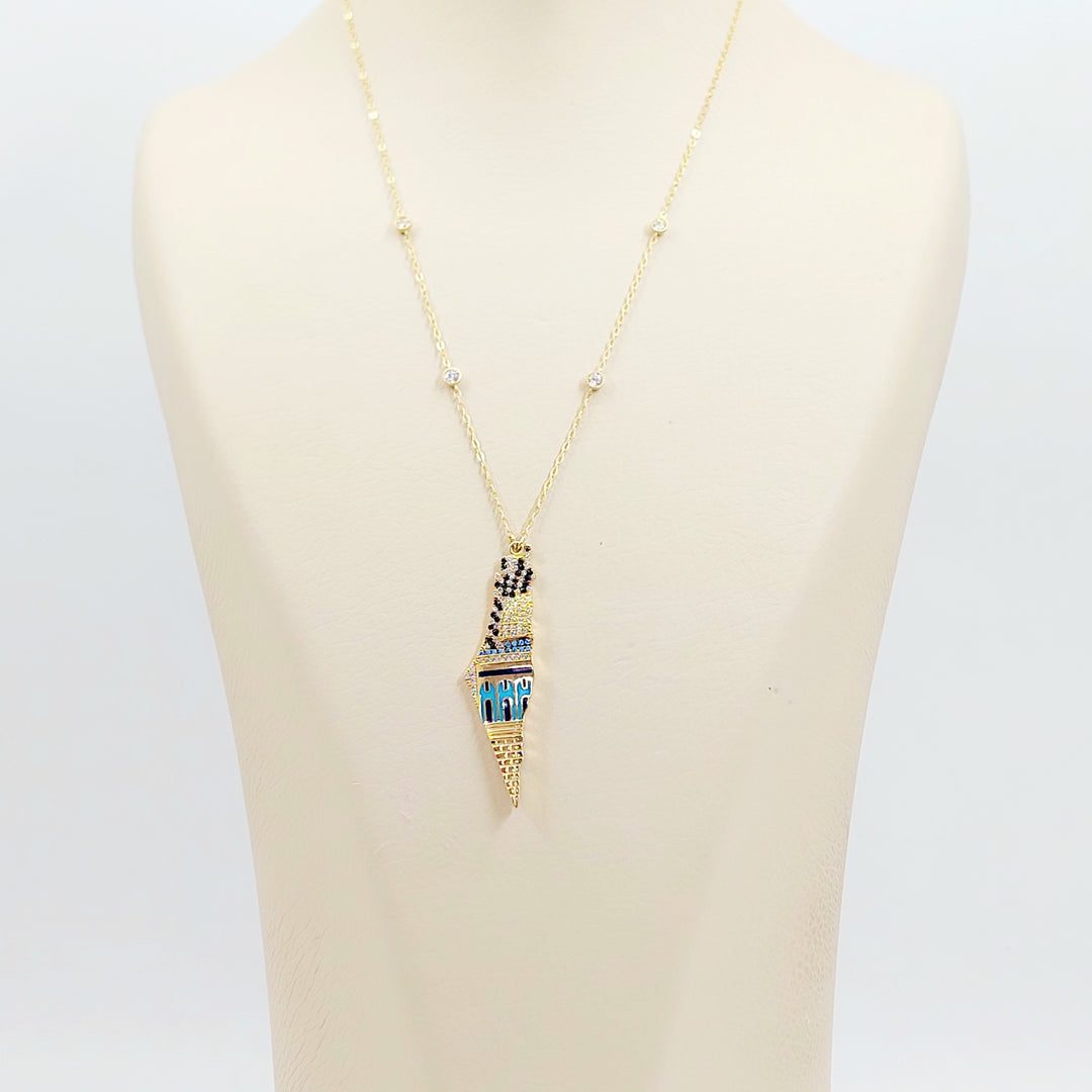 18K عقد فلسطين مرصع-مجوهرات الشيخ سعيد-Saeed Jewelry 