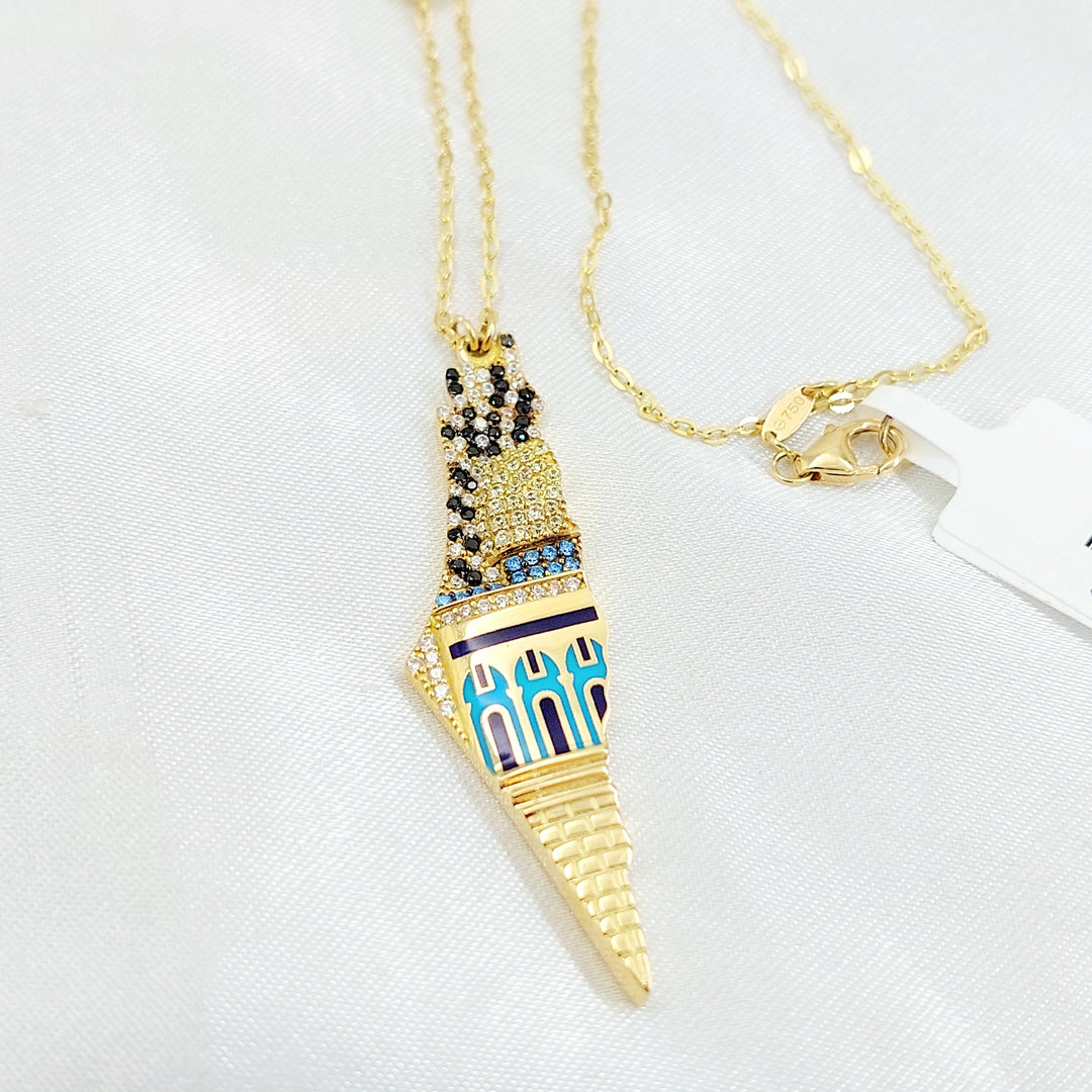 18K عقد فلسطين مرصع-مجوهرات الشيخ سعيد-Saeed Jewelry 