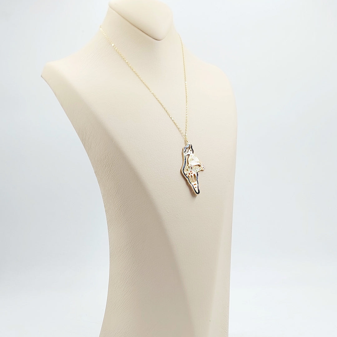 18K عقد فلسطين مرصع-مجوهرات الشيخ سعيد-Saeed Jewelry 