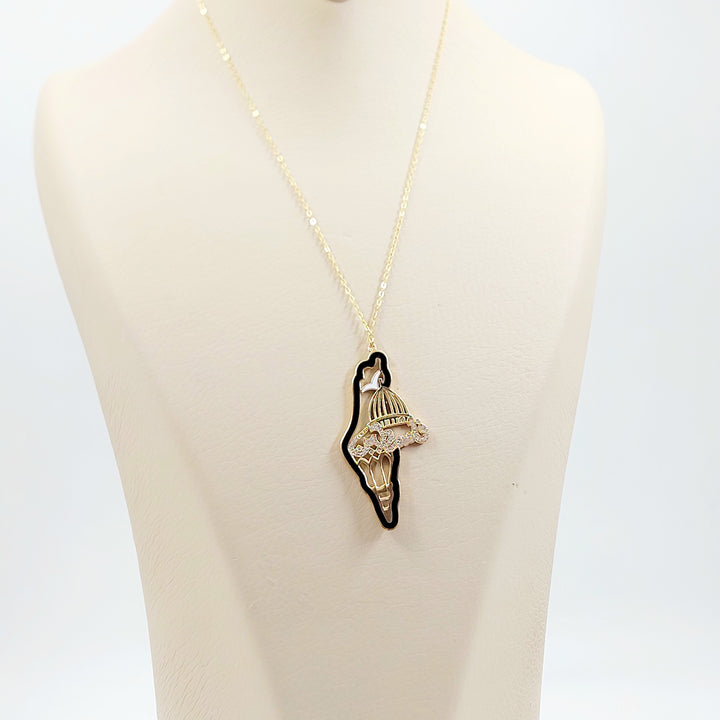 18K عقد فلسطين مرصع-مجوهرات الشيخ سعيد-Saeed Jewelry 