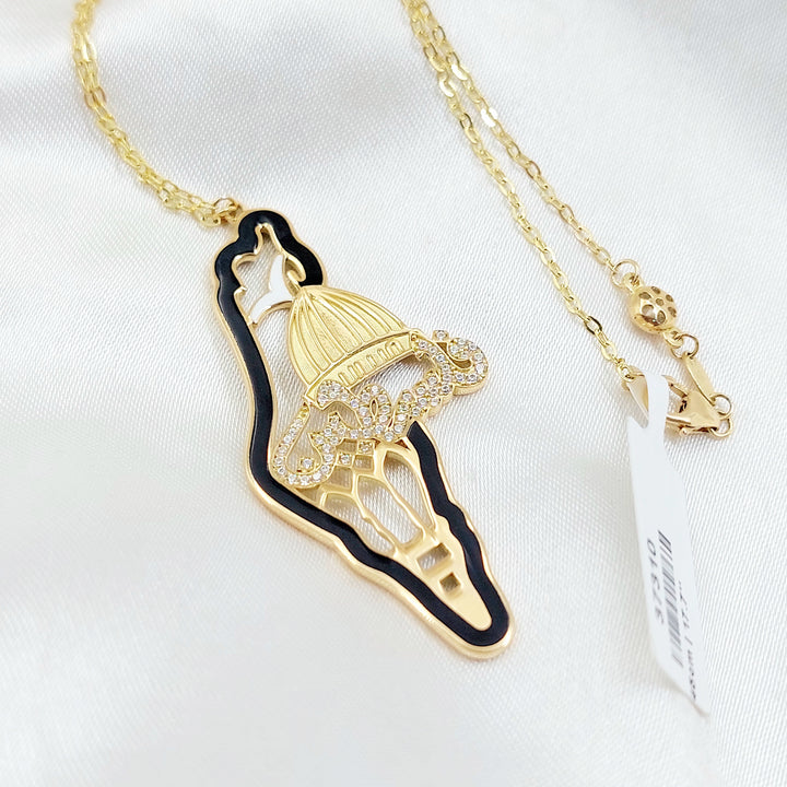 18K عقد فلسطين مرصع-مجوهرات الشيخ سعيد-Saeed Jewelry 