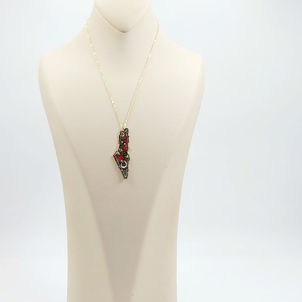 18K عقد فلسطين مرصع-مجوهرات الشيخ سعيد-Saeed Jewelry 