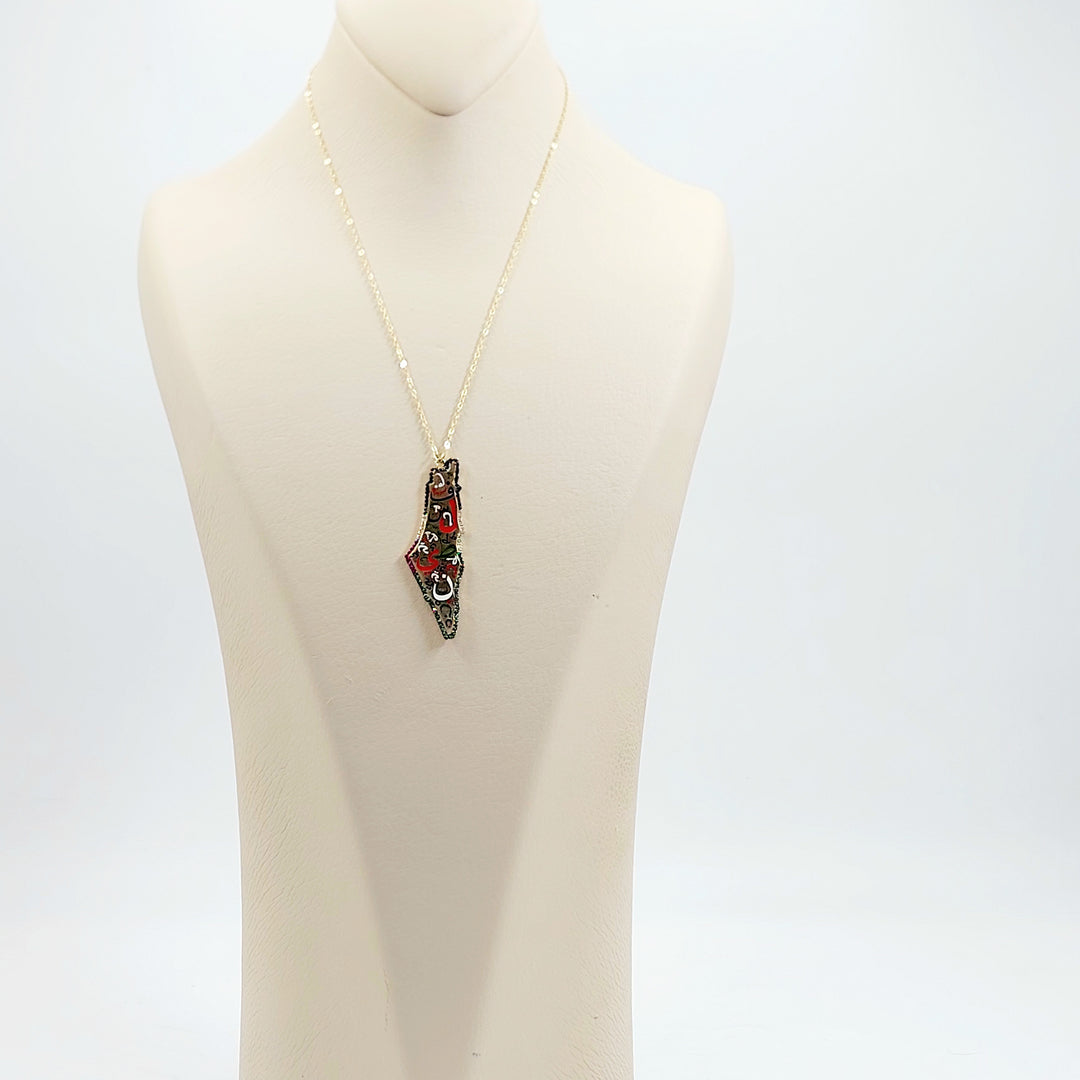 18K عقد فلسطين مرصع-مجوهرات الشيخ سعيد-Saeed Jewelry 