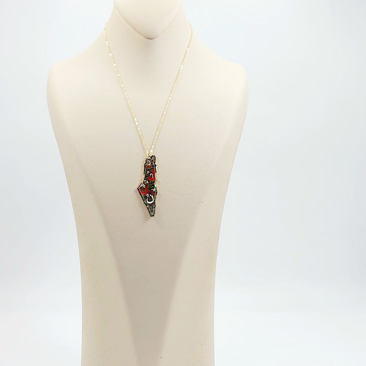 18K عقد فلسطين مرصع-مجوهرات الشيخ سعيد-Saeed Jewelry 