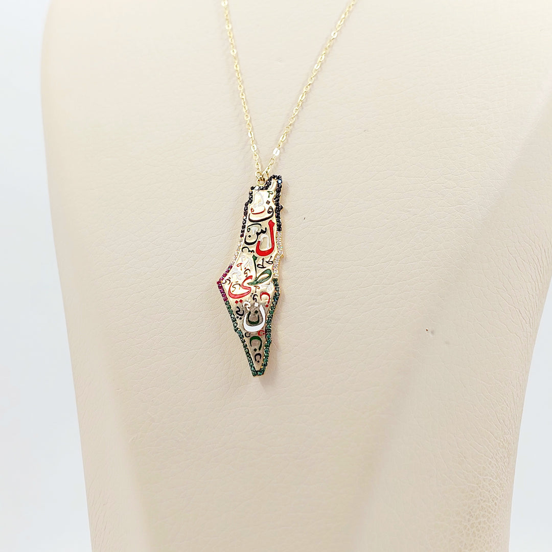 18K عقد فلسطين مرصع-مجوهرات الشيخ سعيد-Saeed Jewelry 
