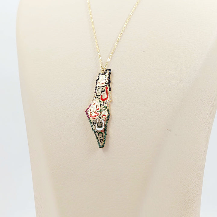 18K عقد فلسطين مرصع-مجوهرات الشيخ سعيد-Saeed Jewelry 