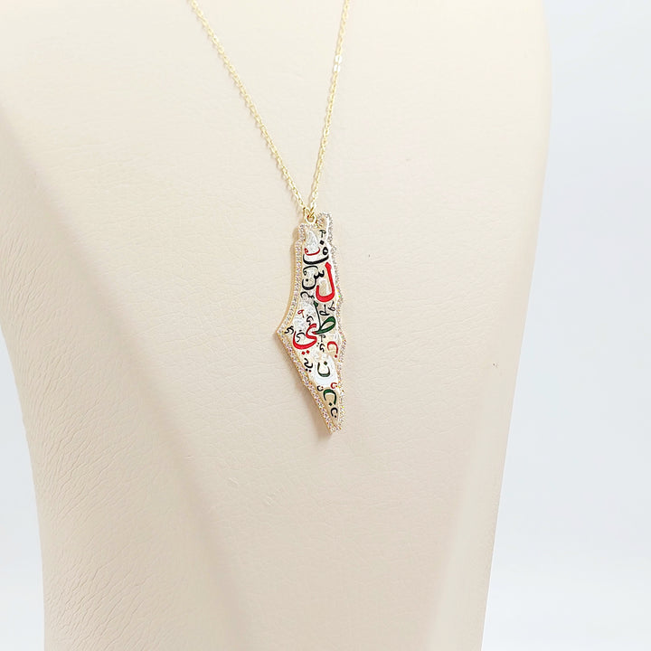 18K عقد فلسطين مرصع-مجوهرات الشيخ سعيد-Saeed Jewelry 