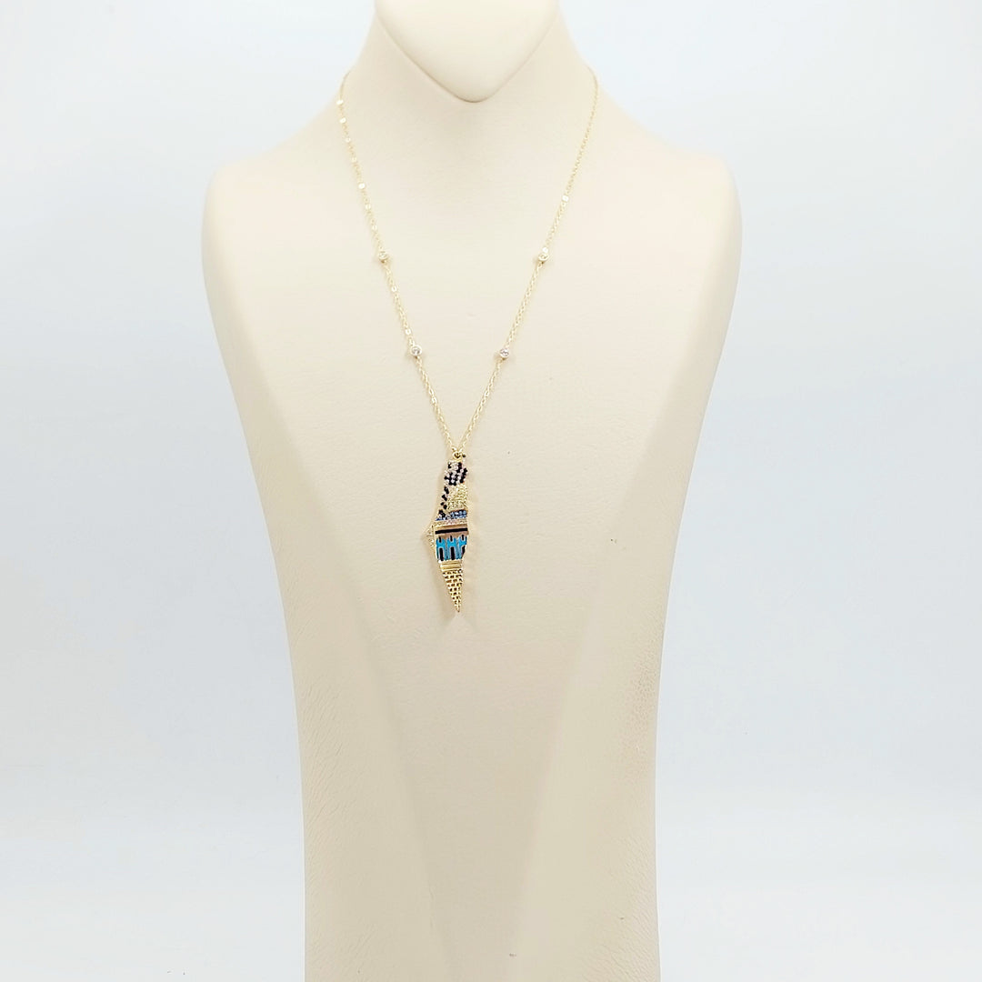 18K عقد فلسطين مرصع-مجوهرات الشيخ سعيد-Saeed Jewelry 