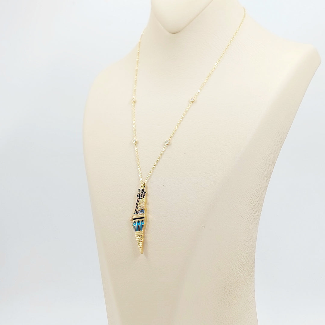 18K عقد فلسطين مرصع-مجوهرات الشيخ سعيد-Saeed Jewelry 