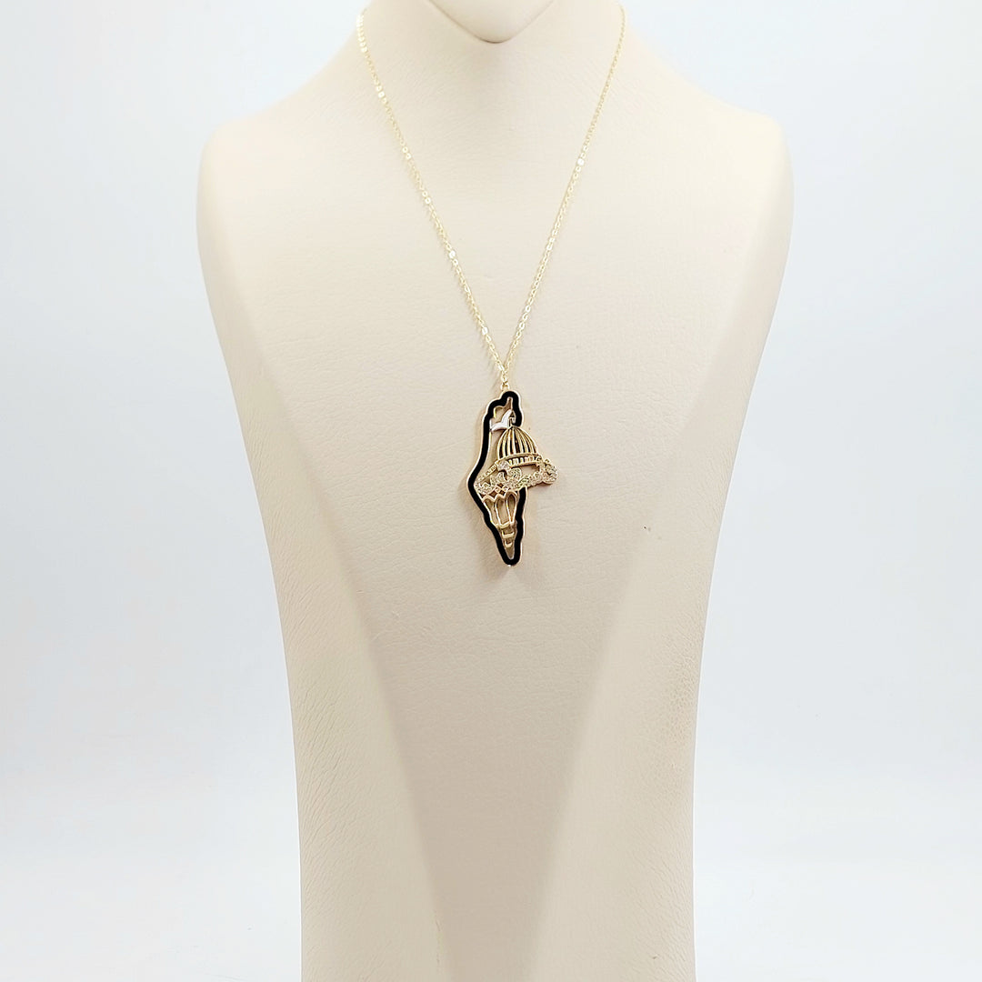 18K عقد فلسطين مرصع-مجوهرات الشيخ سعيد-Saeed Jewelry 