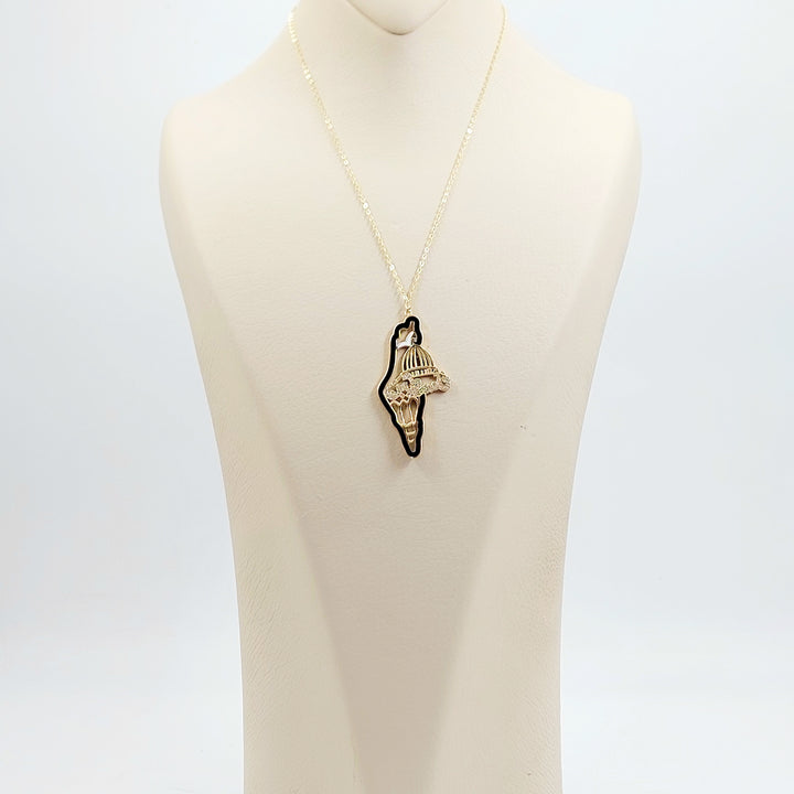 18K عقد فلسطين مرصع-مجوهرات الشيخ سعيد-Saeed Jewelry 
