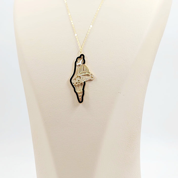 18K عقد فلسطين مرصع-مجوهرات الشيخ سعيد-Saeed Jewelry 