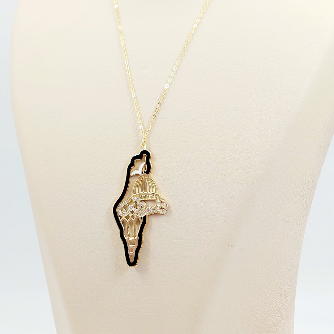 18K عقد فلسطين مرصع-مجوهرات الشيخ سعيد-Saeed Jewelry 