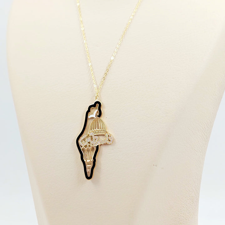 18K عقد فلسطين مرصع-مجوهرات الشيخ سعيد-Saeed Jewelry 