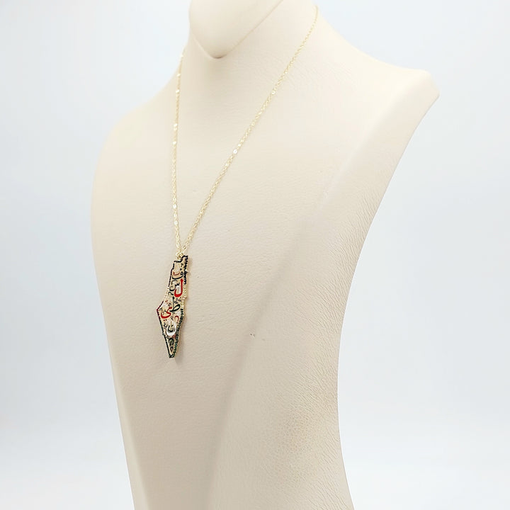 18K عقد فلسطين مرصع-مجوهرات الشيخ سعيد-Saeed Jewelry 