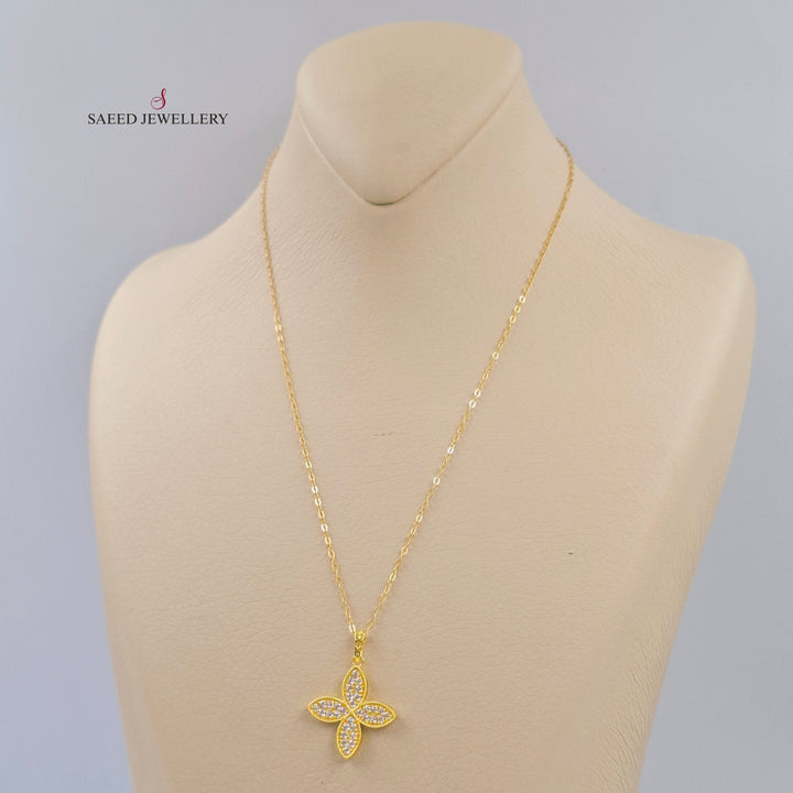 18K عقد وردة مرصع-مجوهرات الشيخ سعيد-Saeed Jewelry 