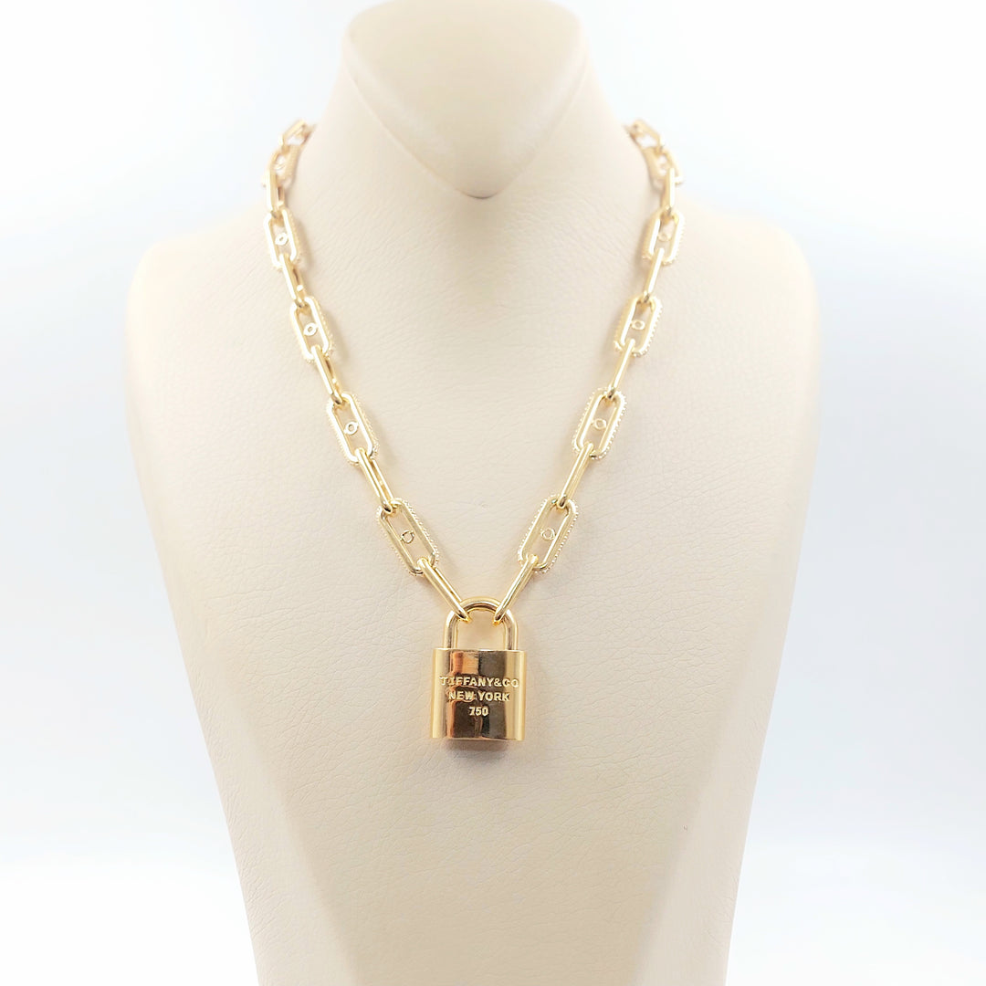 18K عقد قفل مرصع-مجوهرات الشيخ سعيد-Saeed Jewelry 