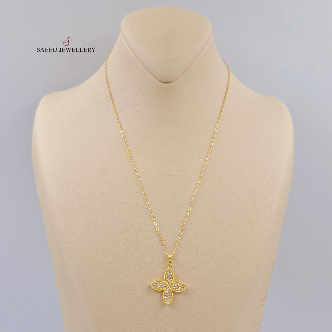 18K عقد وردة مرصع-مجوهرات الشيخ سعيد-Saeed Jewelry 