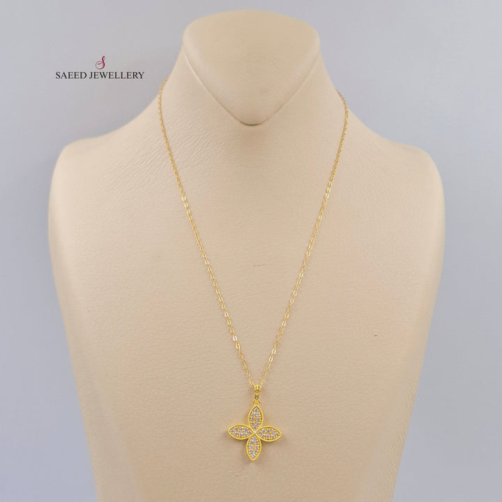 18K عقد وردة مرصع-مجوهرات الشيخ سعيد-Saeed Jewelry 