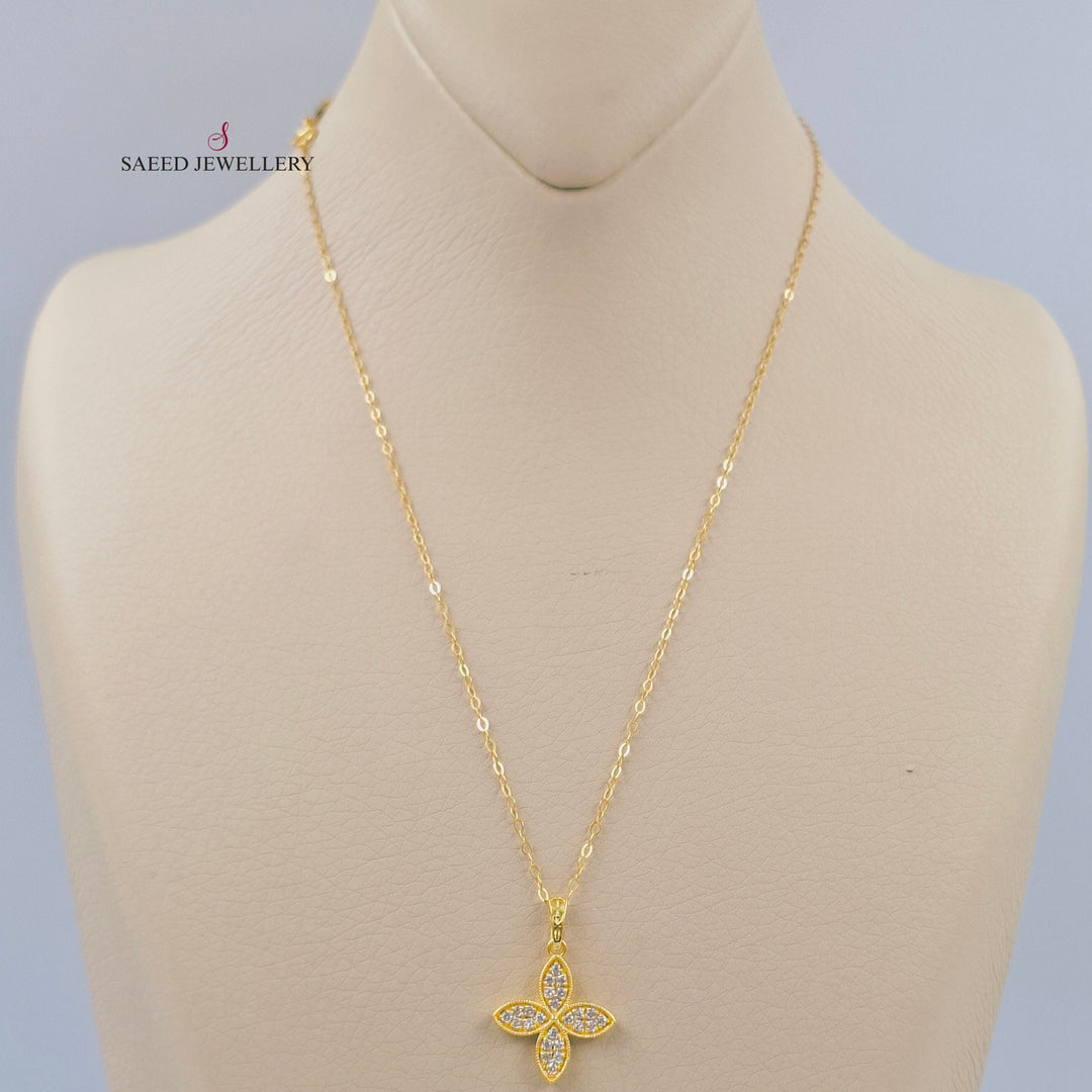 18K عقد وردة مرصع-مجوهرات الشيخ سعيد-Saeed Jewelry 