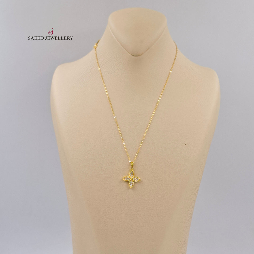 18K عقد وردة مرصع-مجوهرات الشيخ سعيد-Saeed Jewelry 